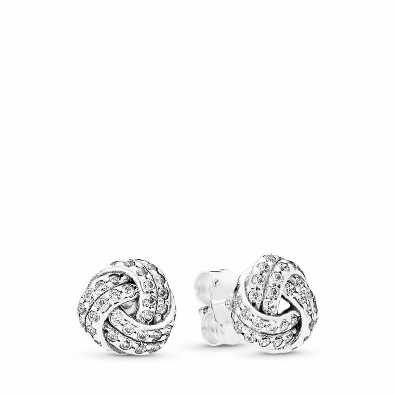 Pandora Australia Sparkling Love Knots Stud Earrings - Sterling Silver | QKJFOA845